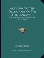 Addenda To The Dictionary Of The Efik Language