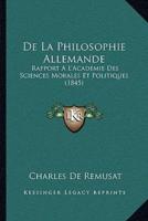 De La Philosophie Allemande