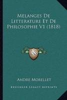 Melanges De Litterature Et De Philosophie V1 (1818)