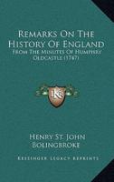 Remarks On The History Of England