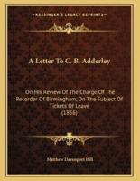 A Letter To C. B. Adderley