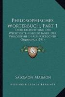 Philosophisches Worterbuch, Part 1