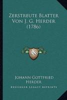 Zerstreute Blatter Von J. G. Herder (1786)