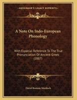A Note On Indo-European Phonology