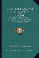 Essai Sur L'Analyse Physique Des Langues