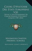 Cours D'Histoire Des Etats Europeens V20