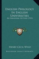 English Philology In English Universities