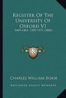 Register Of The University Of Oxford V1