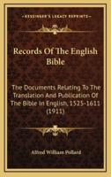Records Of The English Bible