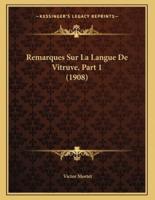 Remarques Sur La Langue De Vitruve, Part 1 (1908)