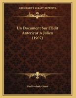 Un Document Sur L'Edit Anterieur A Julien (1907)