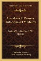 Anecdotes Et Pensees Historiques Et Militaires