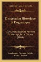 Dissertation Historique Et Dogmatique