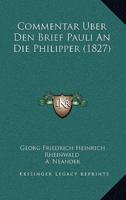 Commentar Uber Den Brief Pauli An Die Philipper (1827)