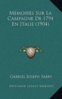 Memoires Sur La Campagne De 1794 En Italie (1904)