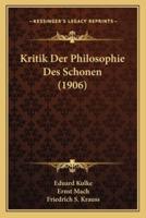 Kritik Der Philosophie Des Schonen (1906)