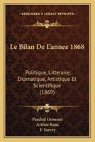 Le Bilan De L'annee 1868