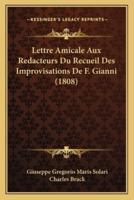 Lettre Amicale Aux Redacteurs Du Recueil Des Improvisations De F. Gianni (1808)