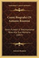 Cenni Biografici Di Antonio Rosmini