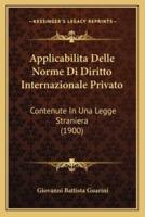 Applicabilita Delle Norme Di Diritto Internazionale Privato