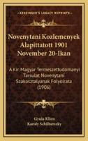 Novenytani Kozlemenyek Alapittatott 1901 November 20-Ikan