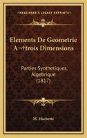 Elements De Geometrie A Trois Dimensions