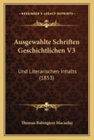 Ausgewahlte Schriften Geschichtlichen V3