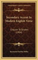 Secondary Accent In Modern English Verse