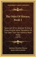 The Odes Of Horace, Book 1