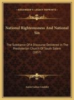 National Righteousness And National Sin