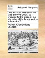 Conclusion of the memoirs of Miss Sidney Bidulph, as prepared for the press by the late editor of the former part. ...  Volume 4 of 5