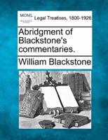 Abridgment of Blackstone's Commentaries.