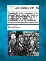 Records of the Bar Association of the Steamer Werra