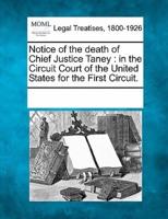 Notice of the Death of Chief Justice Taney