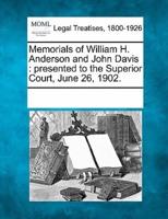 Memorials of William H. Anderson and John Davis
