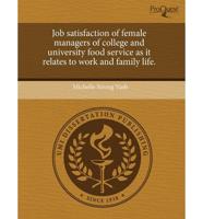 Job Satisfaction of Female Managers of College and University Food Service