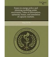 Essays in Energy Policy and Planning Modeling Under Uncertainty
