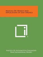 Manual On Design And Application Of Leaf Springs