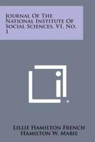 Journal of the National Institute of Social Sciences, V1, No. 1