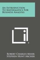 An Introduction to Mathematics for Business Analysis