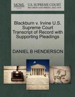 Blackburn v. Irvine U.S. Supreme Court Transcript of Record with Supporting Pleadings