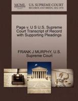 Page v. U S U.S. Supreme Court Transcript of Record with Supporting Pleadings