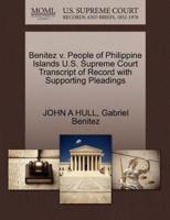 Benitez v. People of Philippine Islands U.S. Supreme Court Transcript of Record with Supporting Pleadings