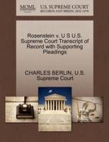 Rosenstein v. U S U.S. Supreme Court Transcript of Record with Supporting Pleadings