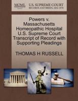 Powers v. Massachusetts Homeopathic Hospital U.S. Supreme Court Transcript of Record with Supporting Pleadings