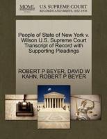 People of State of New York v. Wilson U.S. Supreme Court Transcript of Record with Supporting Pleadings