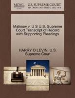 Malinow v. U S U.S. Supreme Court Transcript of Record with Supporting Pleadings