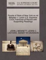 People of State of New York ex rel Blagden v. Lynch U.S. Supreme Court Transcript of Record with Supporting Pleadings