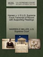 Hansen v. U S U.S. Supreme Court Transcript of Record with Supporting Pleadings