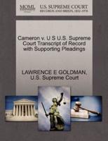 Cameron v. U S U.S. Supreme Court Transcript of Record with Supporting Pleadings